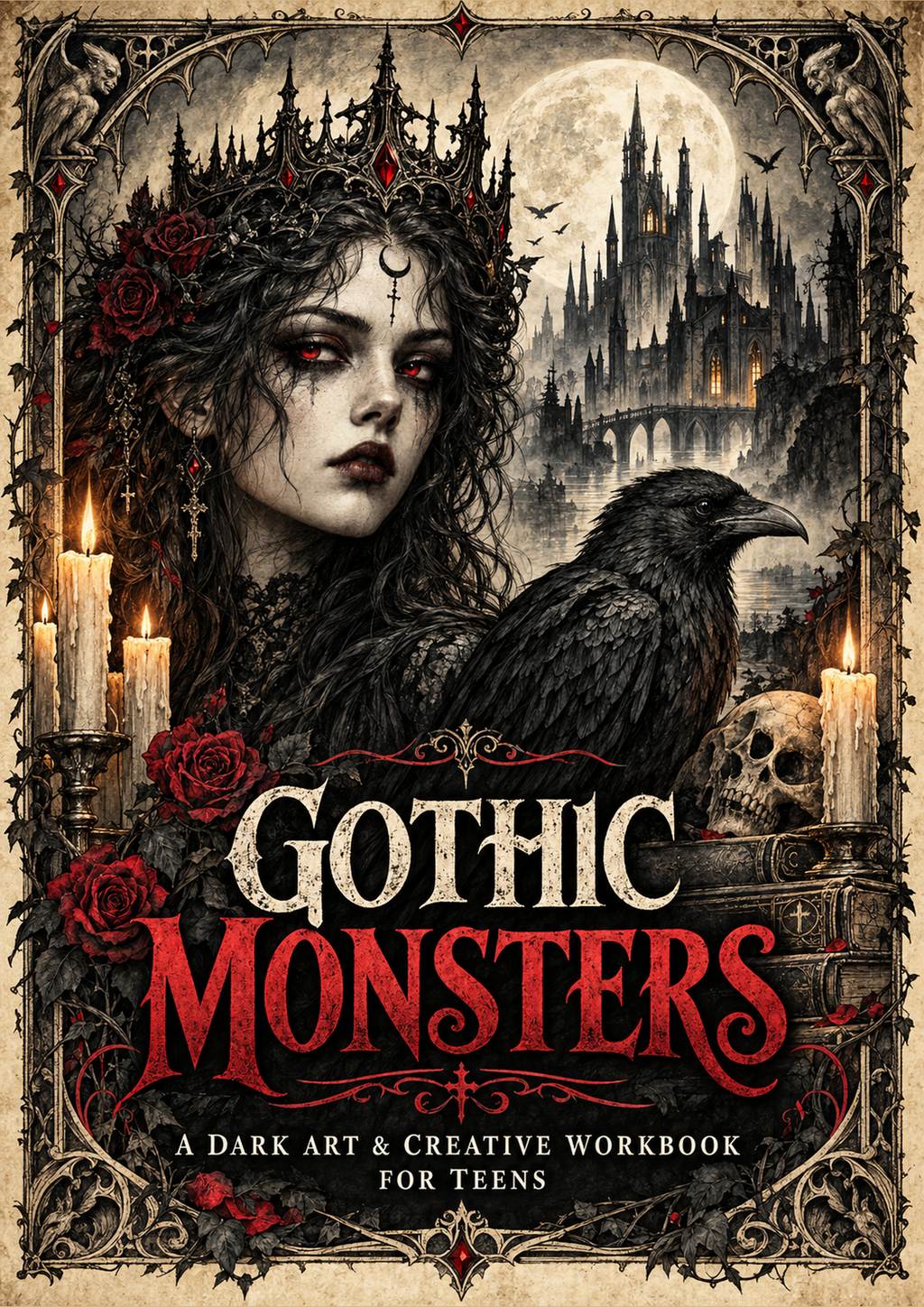 Gothic Monsters premium 28-page art workbook for teenagers