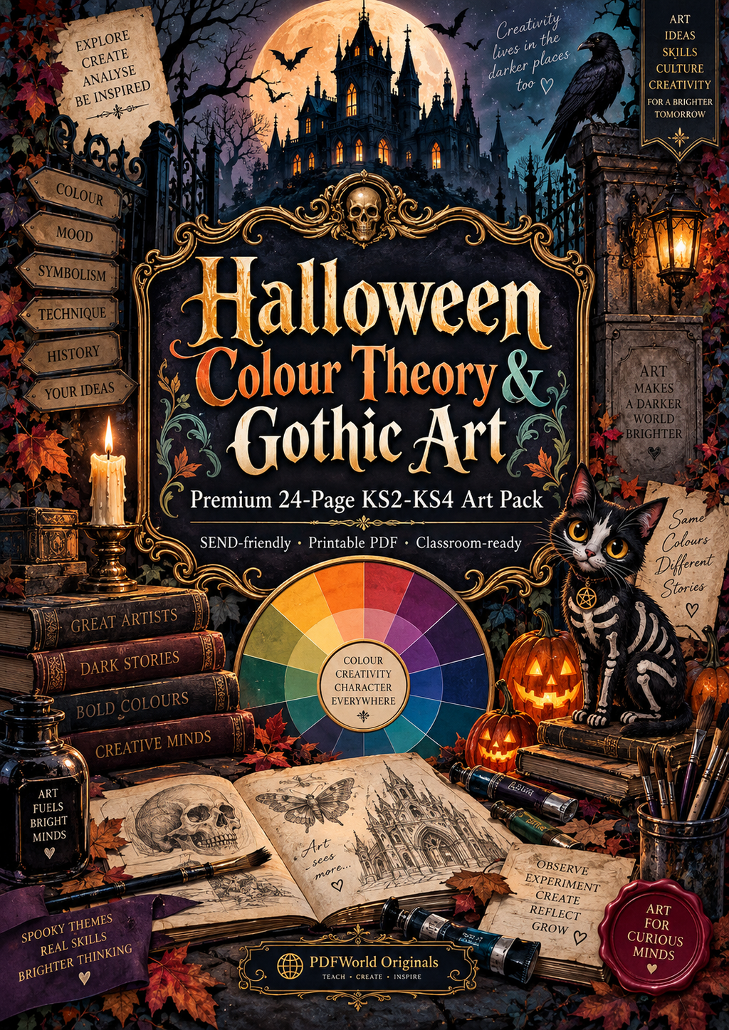 Halloween Colour Theory & Gothic Art Premium 24-Page KS2-KS4 Art Pack cover