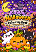 Kawaii Halloween Colouring Book for Kids - 24 page printable PDF cover